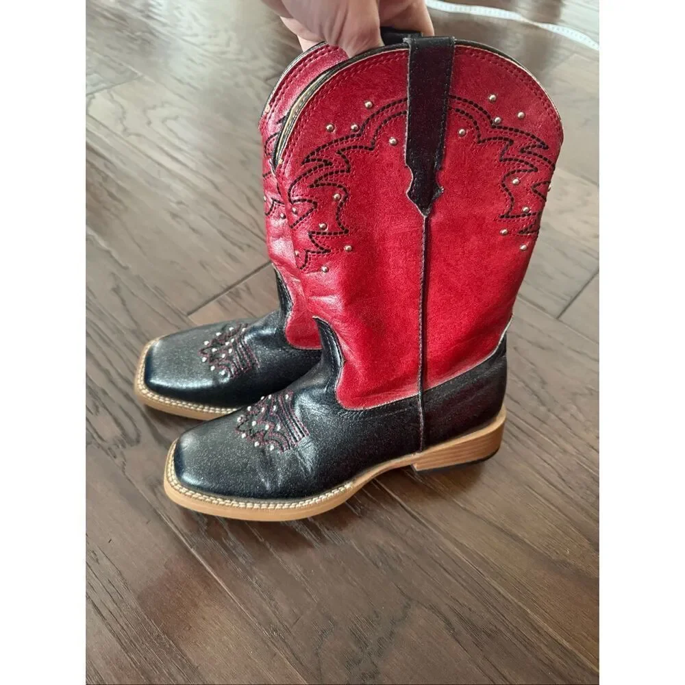 Roper Girl’s Sparkle Red and Black Cowgirl Boots size 3 - Picture 1 of 6